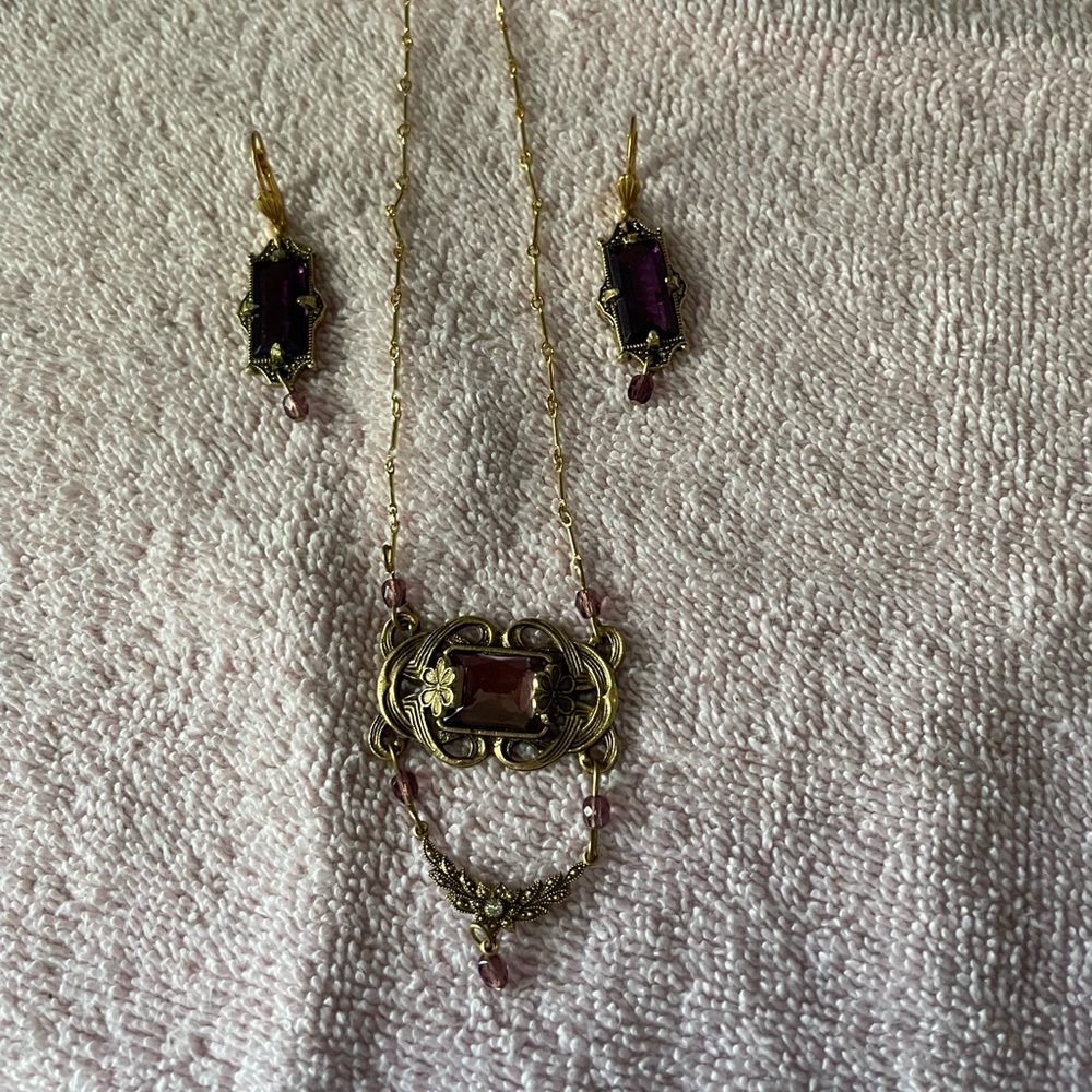 Antique Amethyst Necklace & Earring Set